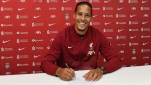 Virgil van Dijk signs a new contract with Liverpool FC.