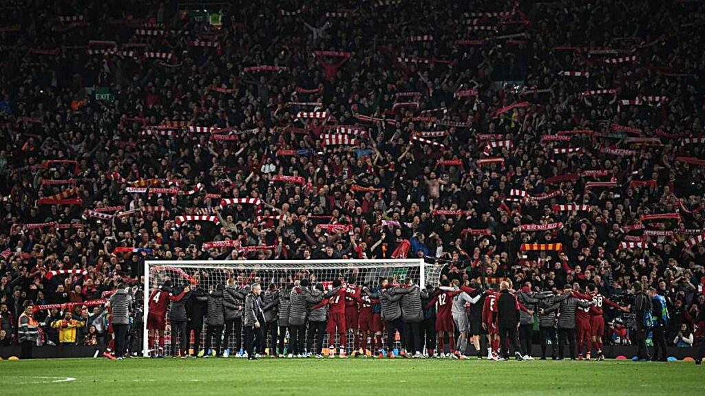 The Kop stand atmosphere in Liverpool vs Barcelona UCL Semi finals.