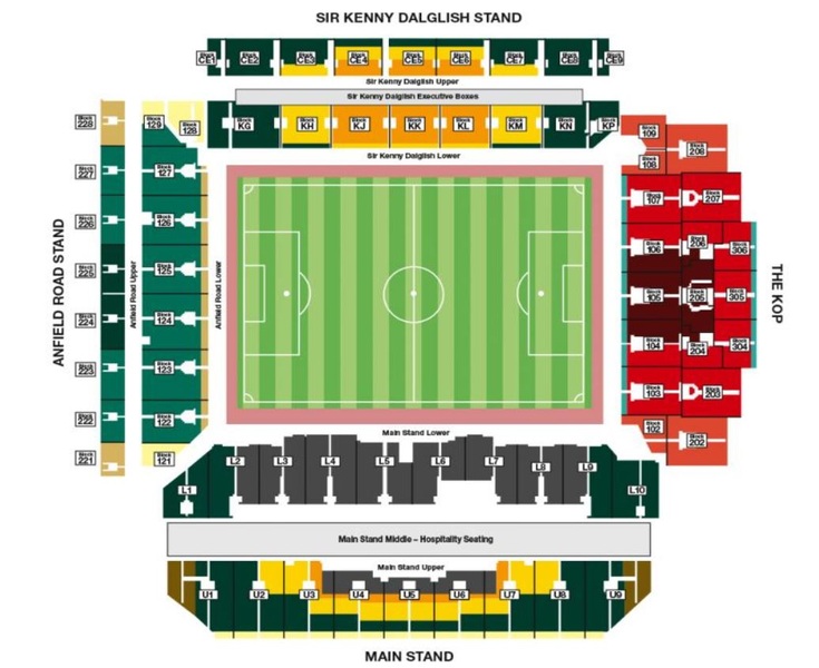 Anfield Stadium seat map