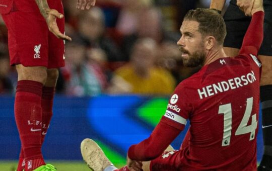 Liverpool captain Jordan Henderson will miss several weeks of football after picking up a ‘serious’ hamstring injury.