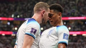 Jude Bellingham and Jordan Henderson were questioned about playing together at Liverpool after helping England defeat Senegal at the World Cup.