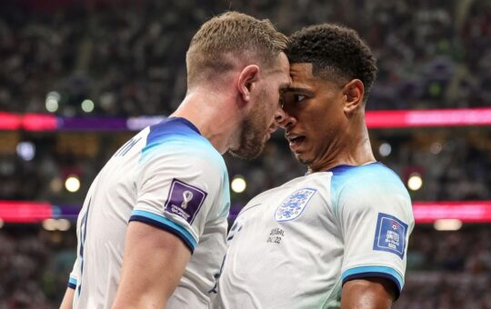 Jude Bellingham and Jordan Henderson were questioned about playing together at Liverpool after helping England defeat Senegal at the World Cup.
