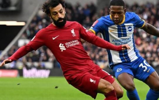 Mohamed Salah was seen stumbling slowly down the tunnel after Liverpool's FA Cup loss to Brighton yesterday.